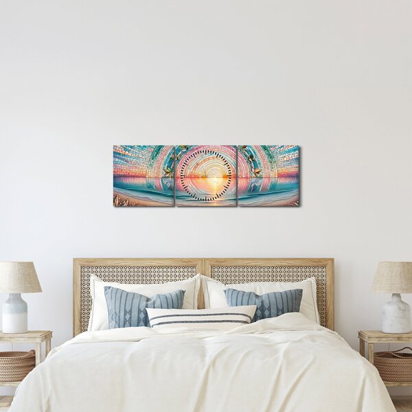 Kép – Naplemente mozaik (órával) (90x30 cm)