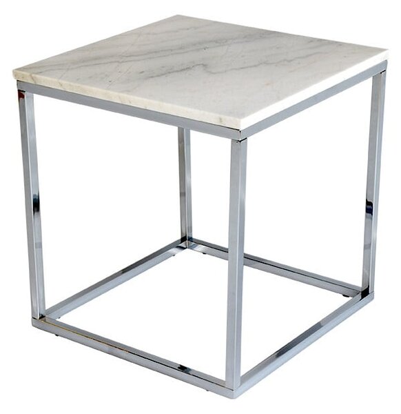 Accent fehér márvány tárolóasztal krómozott vázzal, szélesség 50 cm - RGE