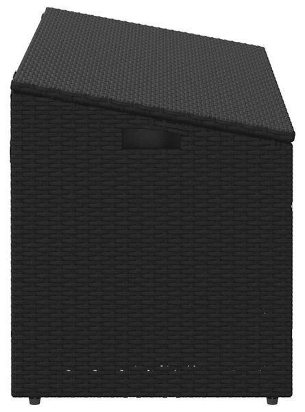 Fekete polyrattan kerti tárolóláda 110 x 50 x 58 cm