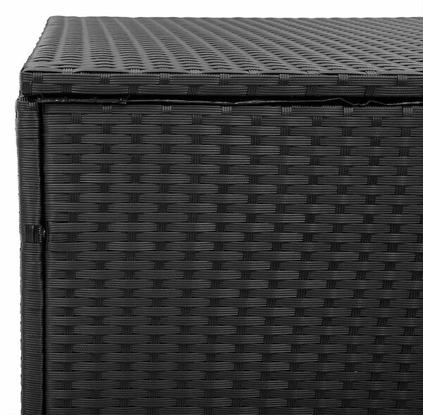 Fekete polyrattan kerti tárolóláda 110 x 50 x 58 cm