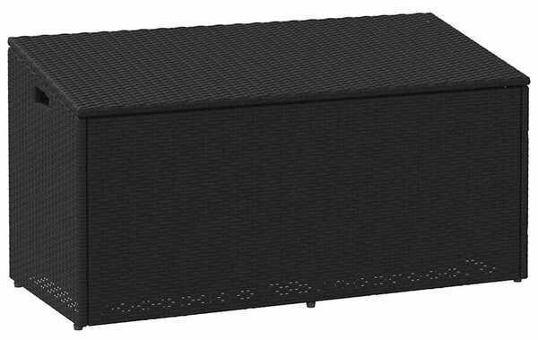Fekete polyrattan kerti tárolóláda 110 x 50 x 58 cm