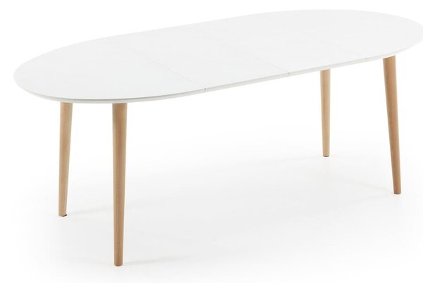 Fehér bővíthető étkezőasztal fehér asztallappal 90x120 cm Oqui – Kave Home