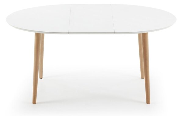 Fehér bővíthető étkezőasztal fehér asztallappal 90x120 cm Oqui – Kave Home