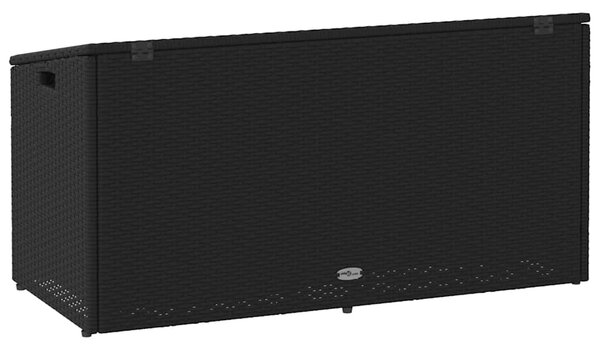 Fekete polyrattan kerti tárolóláda 110 x 50 x 58 cm