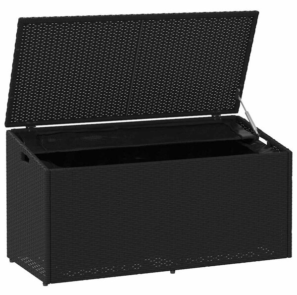 Fekete polyrattan kerti tárolóláda 110 x 50 x 58 cm