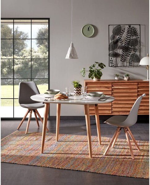 Fehér bővíthető étkezőasztal fehér asztallappal 90x120 cm Oqui – Kave Home
