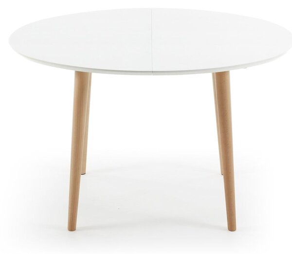 Fehér bővíthető étkezőasztal fehér asztallappal 90x120 cm Oqui – Kave Home