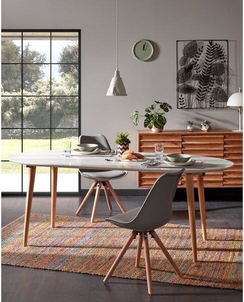 Fehér bővíthető étkezőasztal fehér asztallappal 90x120 cm Oqui – Kave Home