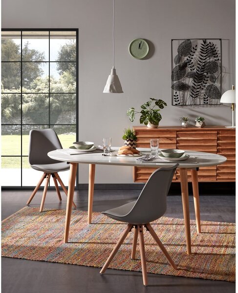 Fehér bővíthető étkezőasztal fehér asztallappal 90x120 cm Oqui – Kave Home
