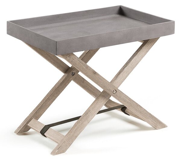 Stahl szürke összecsukható kisasztal akácfából - Kave Home