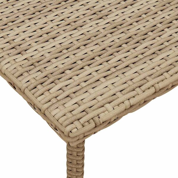 Téglalap bézs polyrattan kerti dohányzóasztal 60x40x37cm