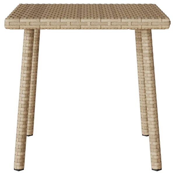 Téglalap bézs polyrattan kerti dohányzóasztal 40x40x37cm
