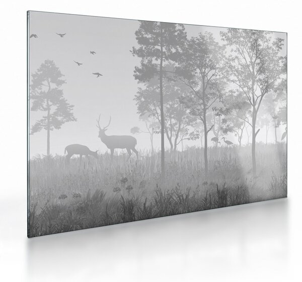 Üveg kép - rét szarvasokkal (70x50 cm)