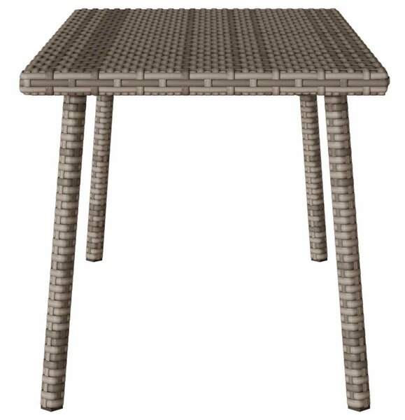Téglalap szürke polyrattan kerti dohányzóasztal 80x40x37cm