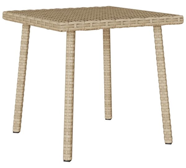 Téglalap bézs polyrattan kerti dohányzóasztal 40x40x37cm