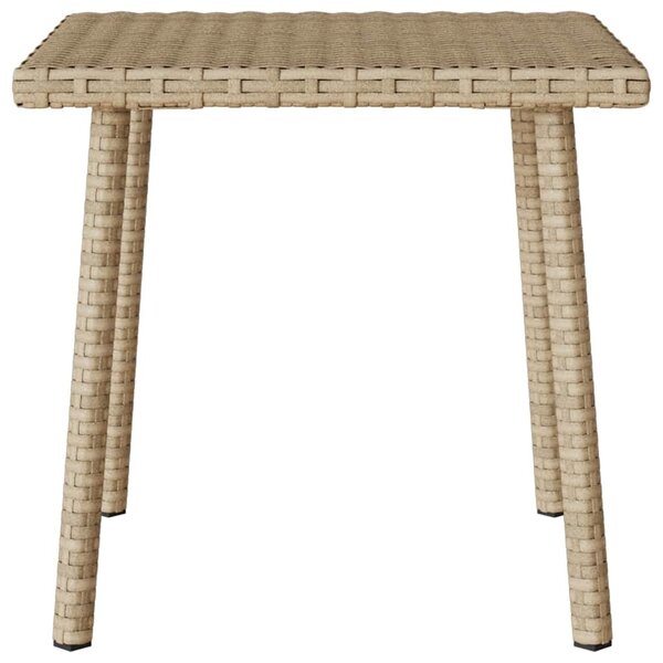 Téglalap bézs polyrattan kerti dohányzóasztal 40x40x37cm