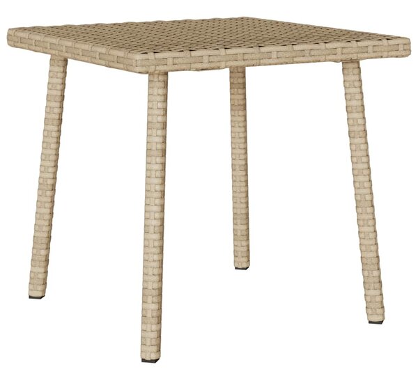 Téglalap bézs polyrattan kerti dohányzóasztal 40x40x37cm
