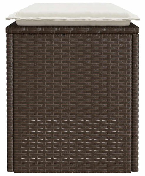 Barna polyrattan kerti pad párnával 110x40x44 cm