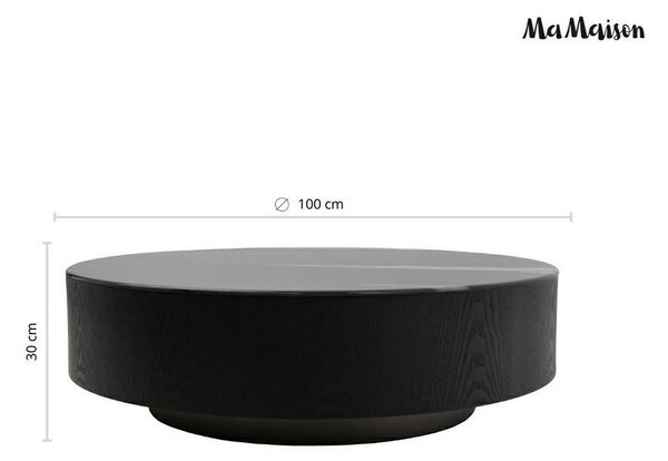 MaMaison LAGO 100 dohányzóasztal gyanta márvány mintás fekete