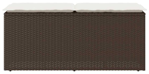 Barna polyrattan kerti pad párnával 110x40x44 cm