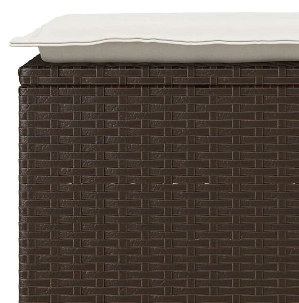 Barna polyrattan kerti pad párnával 110x40x44 cm