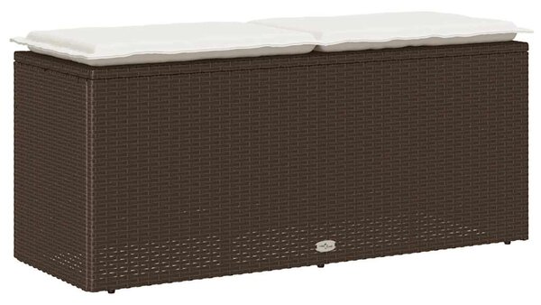 Barna polyrattan kerti pad párnával 110x40x44 cm