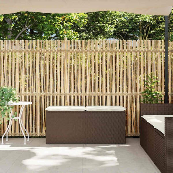 Barna polyrattan kerti pad párnával 110x40x44 cm