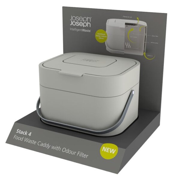 IntelligentWaste sötétszürke zöldhulladék tartó, 4 l - Joseph Joseph