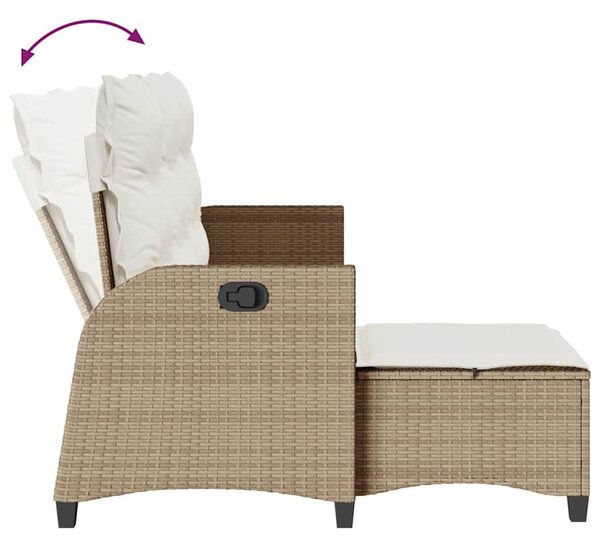 3 részes bézs polyrattan kerti ülőgarnitúra párnákkal L-alakú