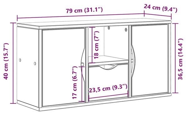 ODDA tömörfa fenyőfa TV szekrény fiókkal 79x24x40 cm