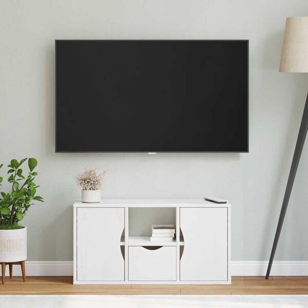 ODDA tömörfa fenyőfa TV szekrény fehér 79x24x40 cm