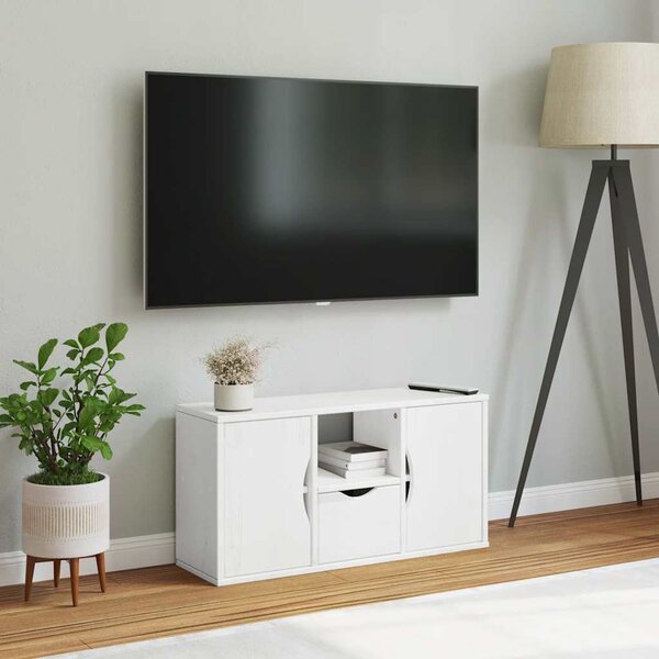 ODDA tömörfa fenyőfa TV szekrény fehér 79x24x40 cm