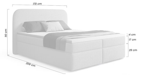 Eleris kontinentális ágy 160x200 tárolóval - bézs bouclé Quelle 03