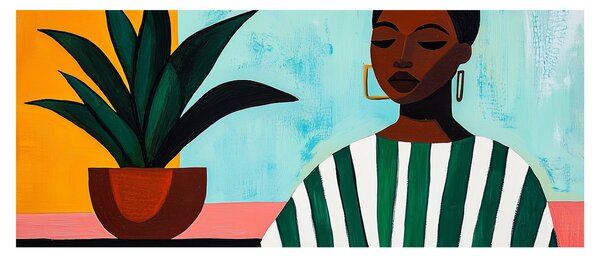 Kép - Nő virággal (120x50 cm)