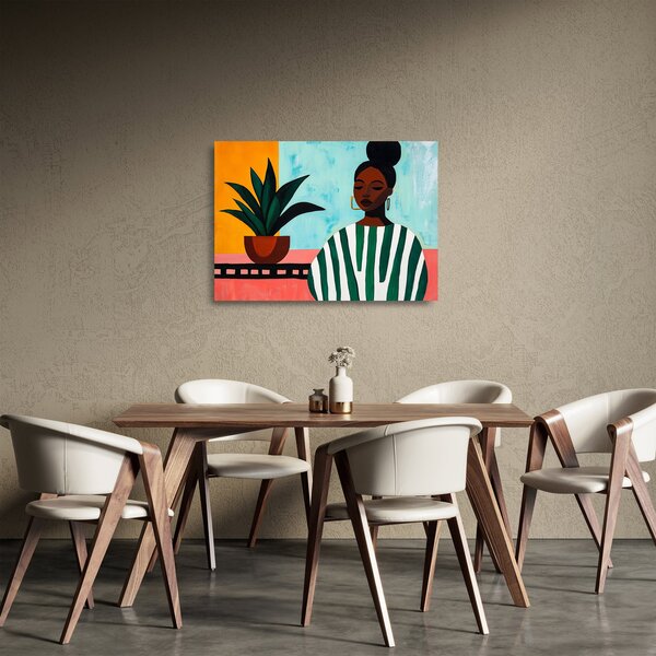 Üveg kép - Nő virággal (70x50 cm)