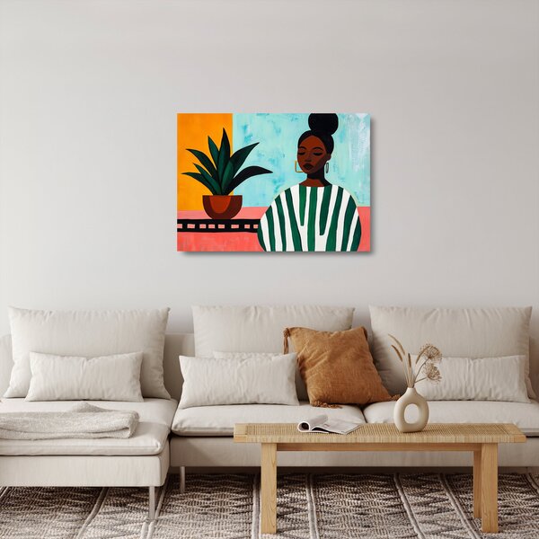 Üveg kép - Nő virággal (70x50 cm)