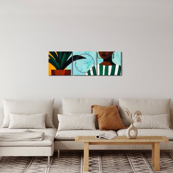 Kép - Nő virággal (órával) (90x30 cm)