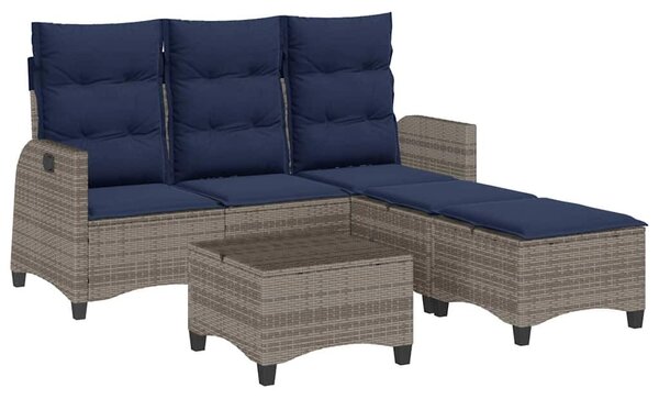 3 részes szürke polyrattan kerti ülőgarnitúra párnákkal L-alakú