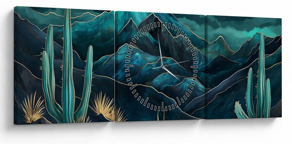 Kép - Türkiz éjszaka (órával) (90x30 cm)