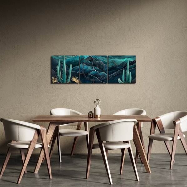 Kép - Türkiz éjszaka (órával) (90x30 cm)