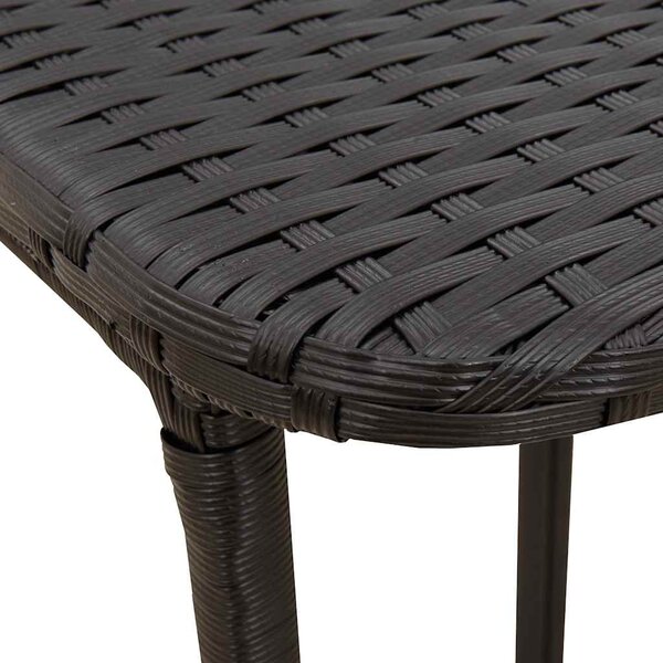Fekete polyrattan összecsukható kerti asztal 90x51x75 cm