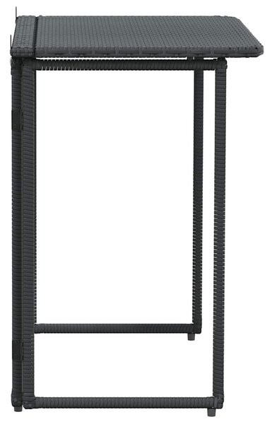 Fekete polyrattan összecsukható kerti asztal 90x51x75 cm