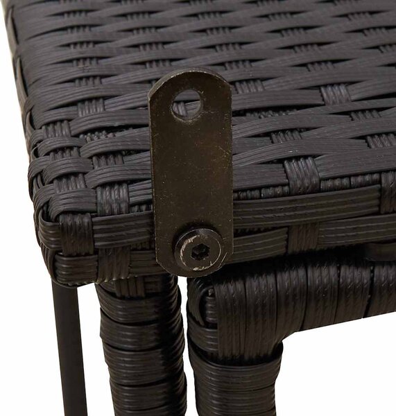 Fekete polyrattan összecsukható kerti asztal 90x51x75 cm