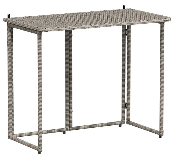 Szürke polyrattan összecsukható kerti asztal 90x51x75 cm