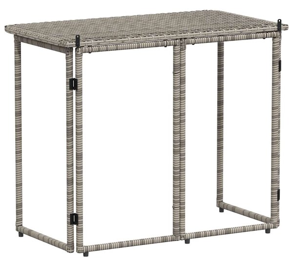 Szürke polyrattan összecsukható kerti asztal 90x51x75 cm