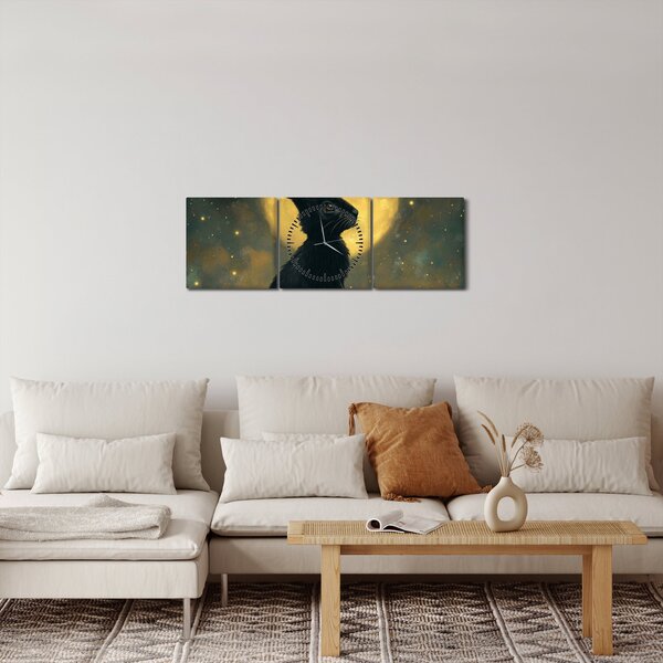 Kép - Nyúl és hold (órával) (90x30 cm)