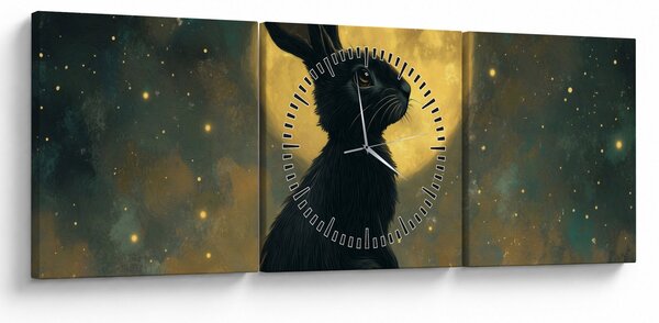 Kép - Nyúl és hold (órával) (90x30 cm)