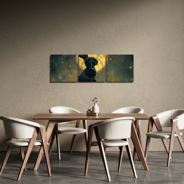 Kép - Nyúl és hold (órával) (90x30 cm)