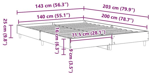Antik fa szerelt fa ágykeret matrac nélkül 140x200 cm