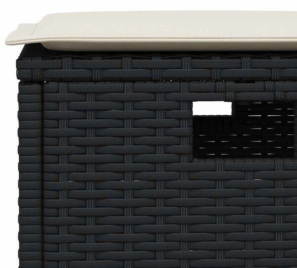 6 részes fekete polyrattan kerti ülőgarnitúra párnával L-alakú